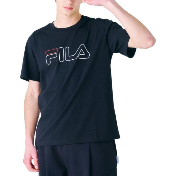 FILA T Shirts Men's Black Crew Neck Moderate Straight Fit FS2RSF2102X-BLK