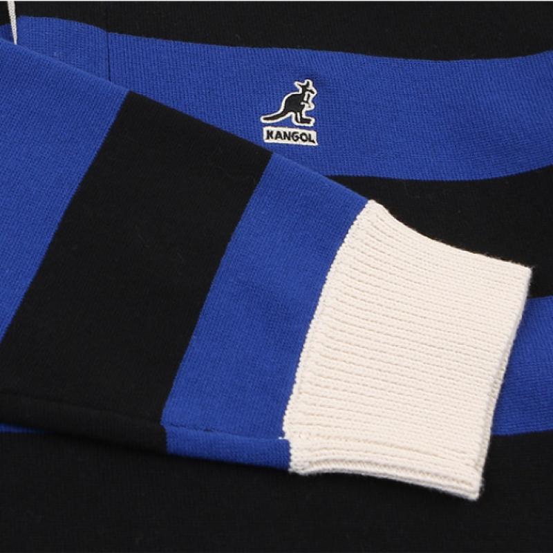KANGOL Stripe Open Collar Knit Blue 1881