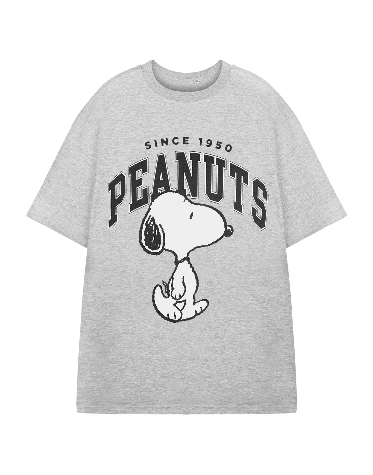 Peanuts Snoopy Grey Since 1950 Short Sleeved 100% Cotton T-shirt Mens Tees Top Unisex XL