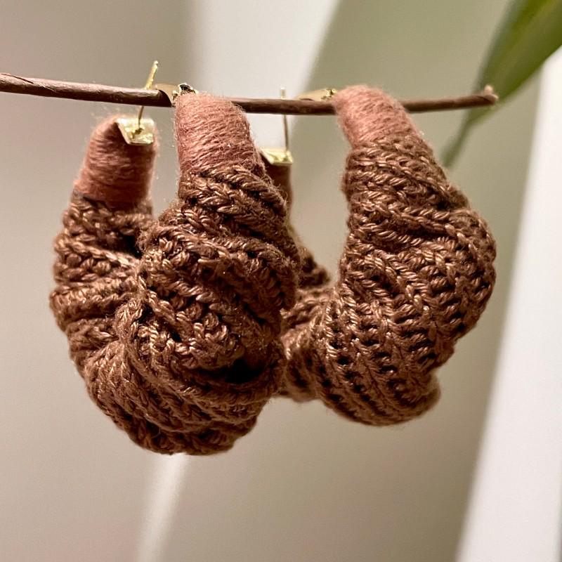 Maillard Ручная работа Шерсть Ретро Вязаные Серьги-гвоздики – Бежевый Осенне-Зимняя Коллекция