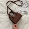 PU Leather Mini Handbag Solid Color Flap Shoulder Purse Korean Style Small Square Bag  Work Women