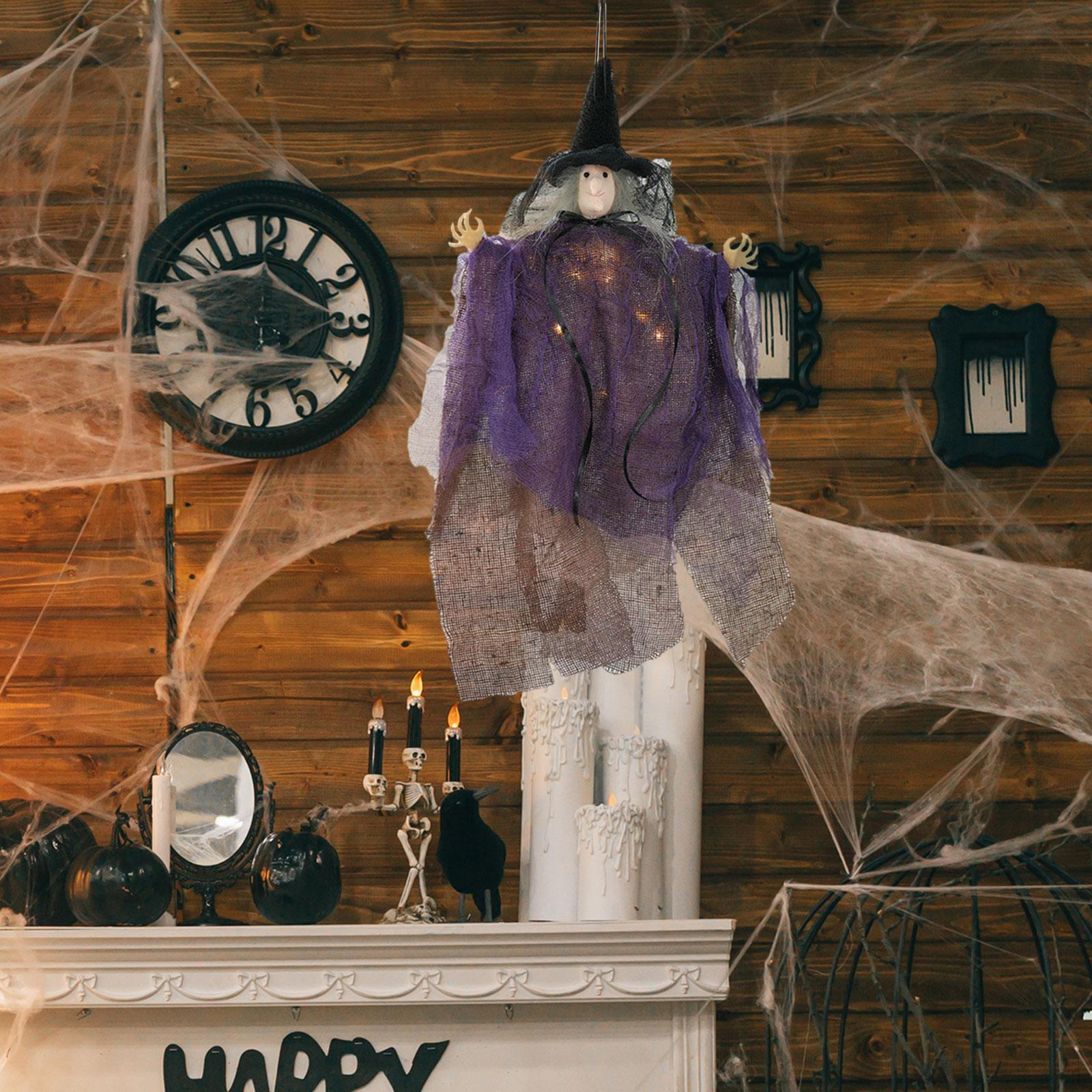 

Halloween Hanging Witch Decorations 32cm Lighted Creepy for Lawn Yard Garden, Novelty Gift, Flying Фіолетовий