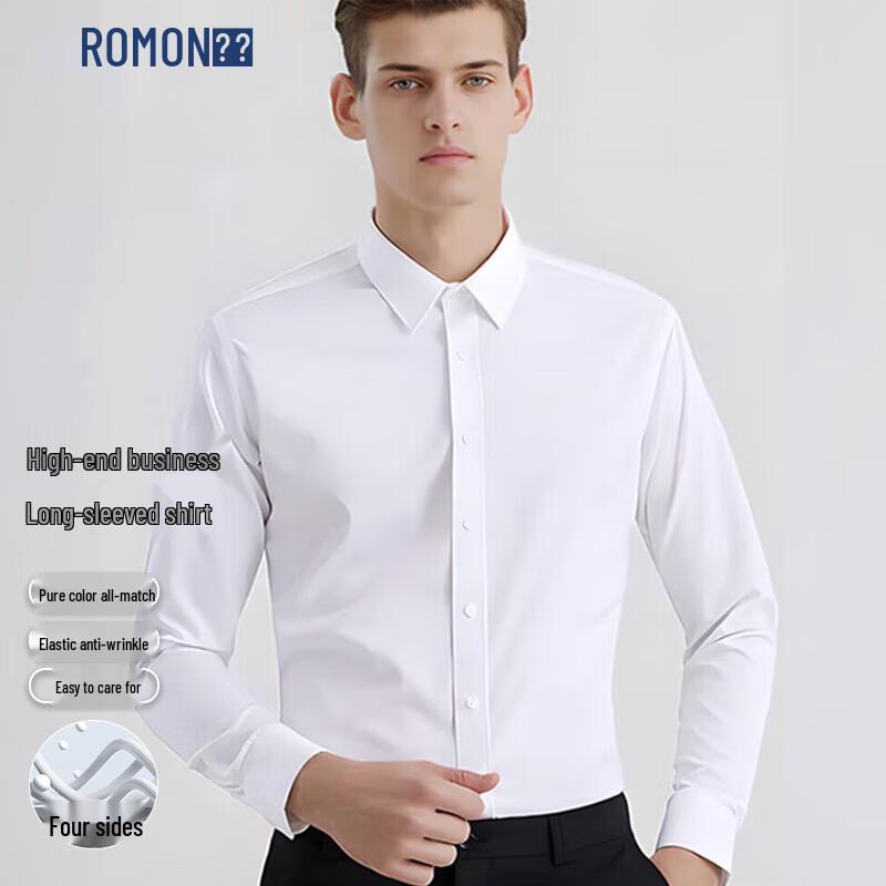 ROMON Men's Business Formal Long-Sleeve Shirt