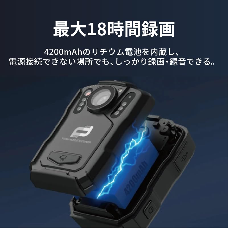 Wytrzymały Rejestrator Mobilny 64GB Kamera do Noszenia [Finetech] FT-V6 Typ-C