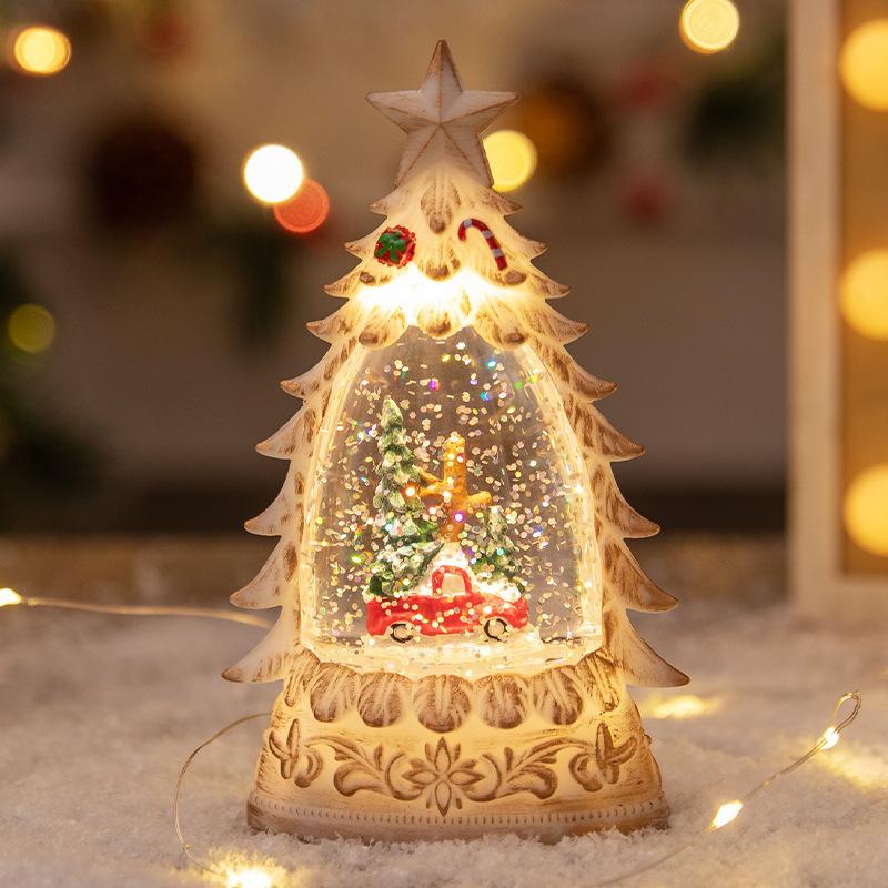 Christmas Decoration Glowing Christmas Tree Christmas Crystal Ball Snowflakes Light Christmas Tree Desktop Ornaments Night Light