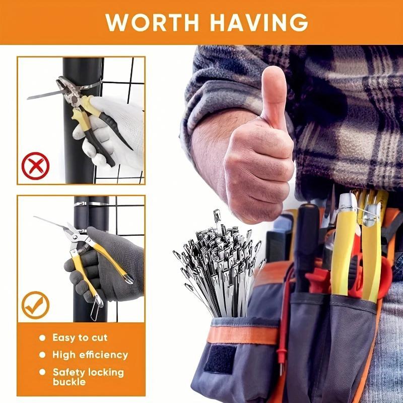 100PC/Bag 201 Stainless Steel Cable Tie Self-locking Bundling Wire and Cable Strap Heavy Duty Rust-proof Outdoor Fence
