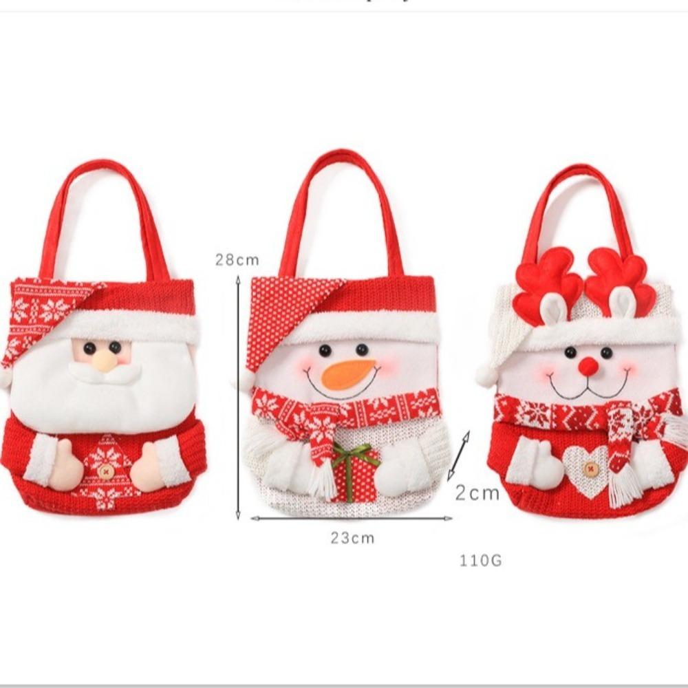 Handheld Christmas Eve Apple Bag Santa Elk Snowman Xmas Candy Bag  Xmas Ornaments