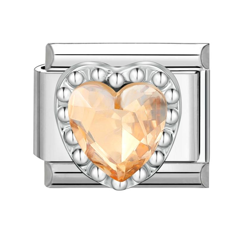 Shiny Zircon Bow Knot Heart Butterfly Pendant Italian Charm Links Fit 9mm Stainless Steel Bracelet Women DIY Making Jewelry Gift