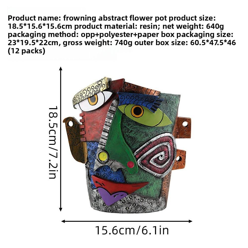 Picasso Abstract Woman Face Pot With Durable Resin For Garden And Home Decor