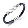 Infinity Bracelet Stainless Steel Personalized  Mens Braided Genuine Leather Bracelet Bar Engrave Name Charm Bracelets for Men