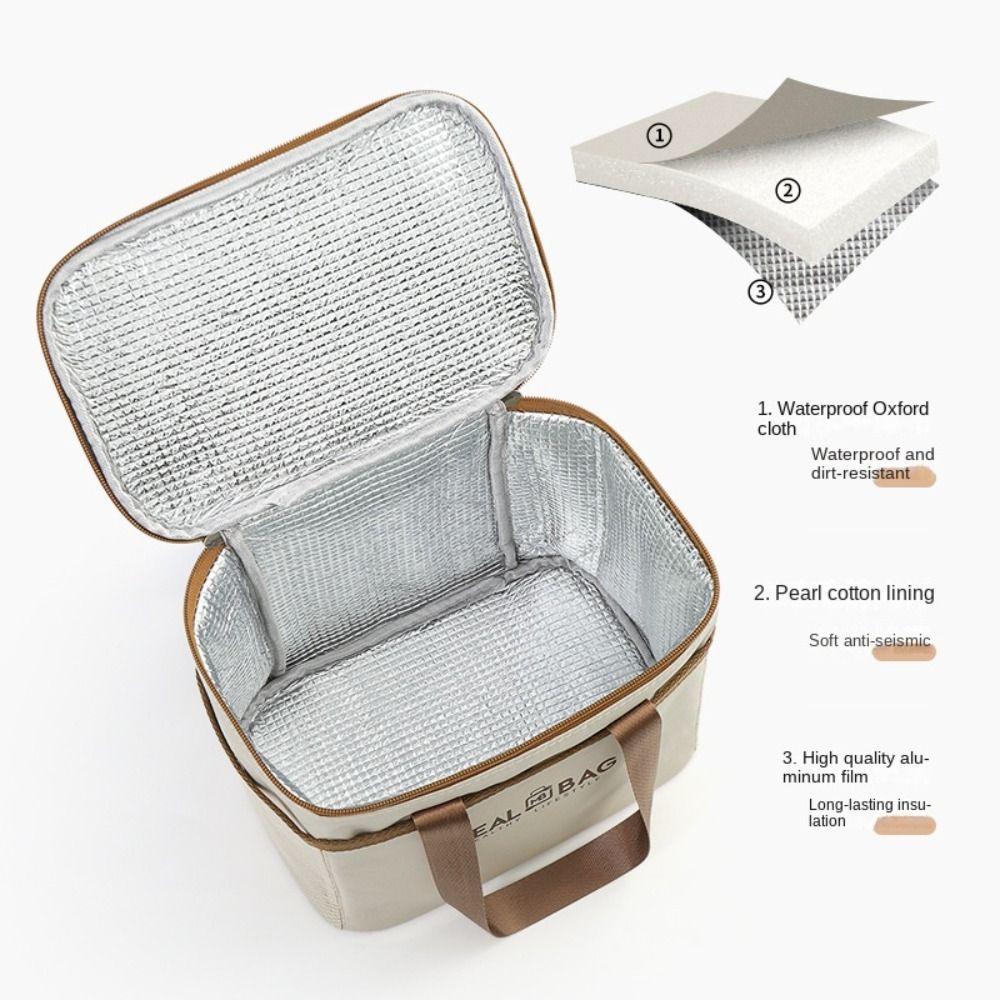Portable Insulated Lunch Box Storage Bag Large Capacity Waterproof&Dustproof Picnic Handbag Food Thermal Bag