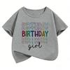 T-shirt Grafiche con Stampa Lettere per Ragazze Compleanno Estate Manica Corta Abbigliamento Bambina Top Kawaii T-shirt per Bambini Y2K
