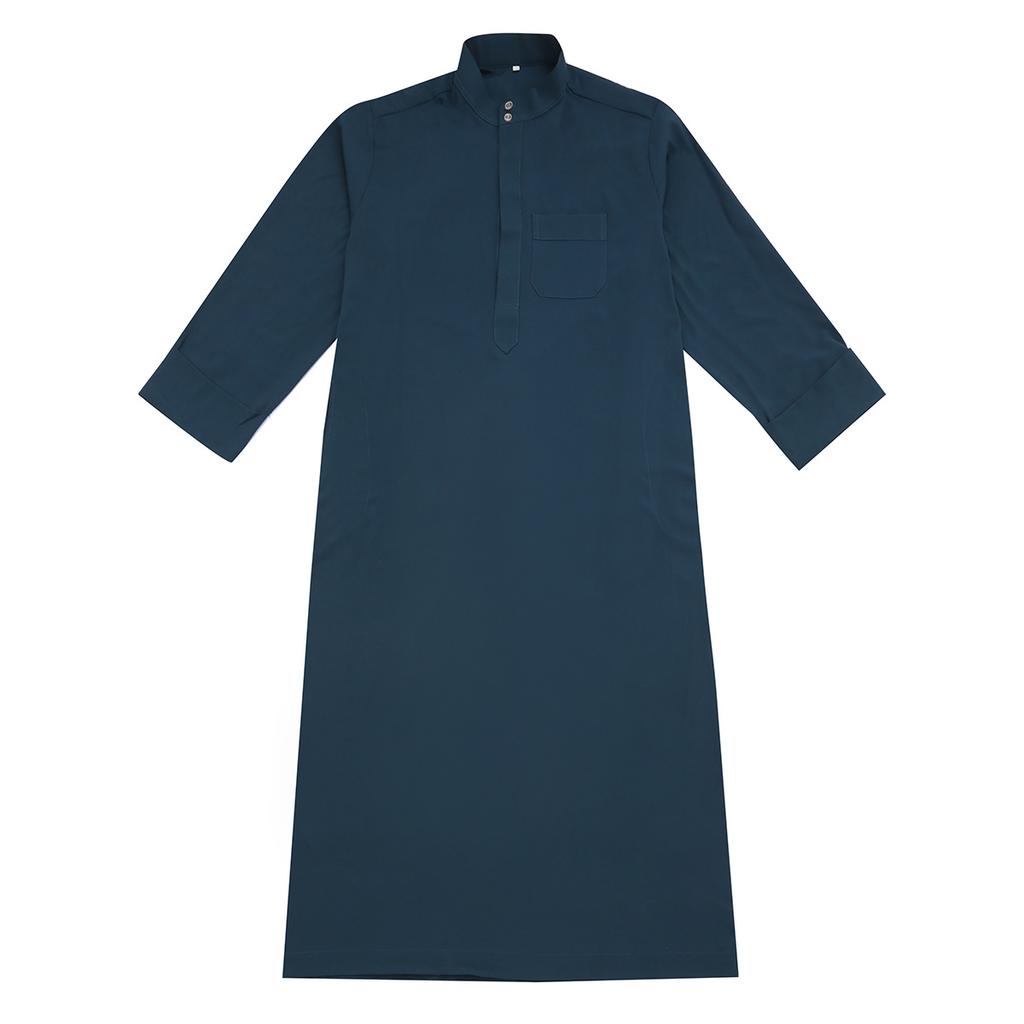 Abito lungo da uomo con colletto alla coreana, manica lunga, vestaglia, stile etnico, costume nazionale tradizionale cinese, outerwear ampio e casual
