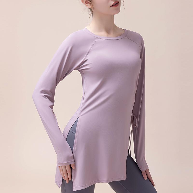 

Женский топ с длинным рукавом для йоги с эффектом похудения и быстрой сушки - Дышащая облегающая футболка для бега Large розовый