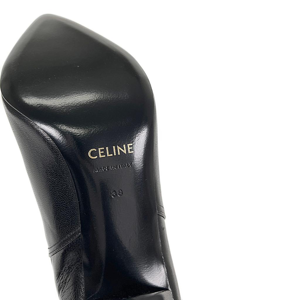 CELINE 38 Stiefel schwarzes Leder Damen