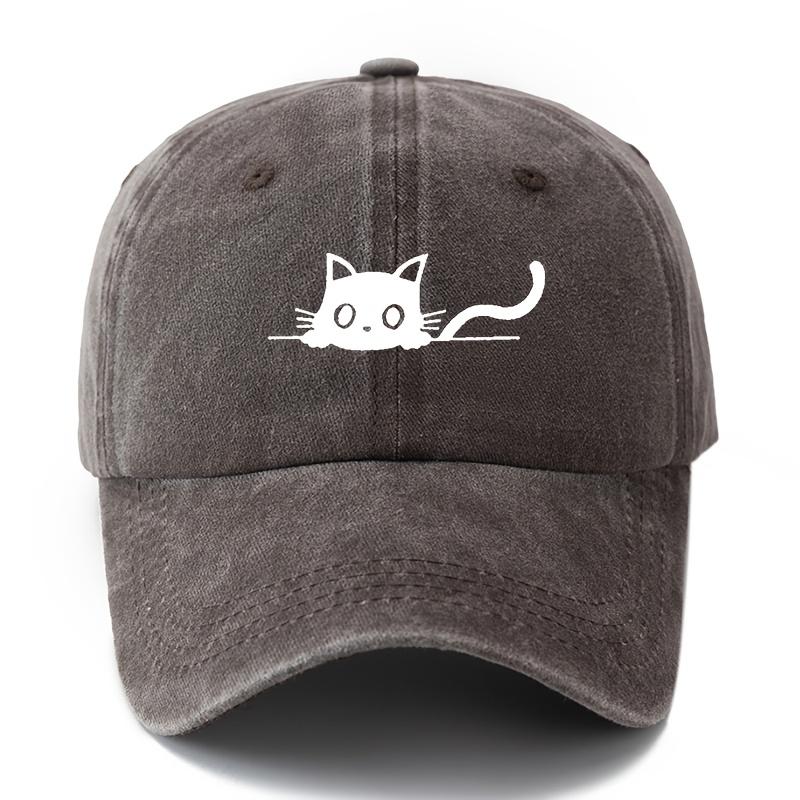 Printed cat baseball cap cartoon curved brim adjustable size unisex duckbill cap outdoor cycling fishing hat
