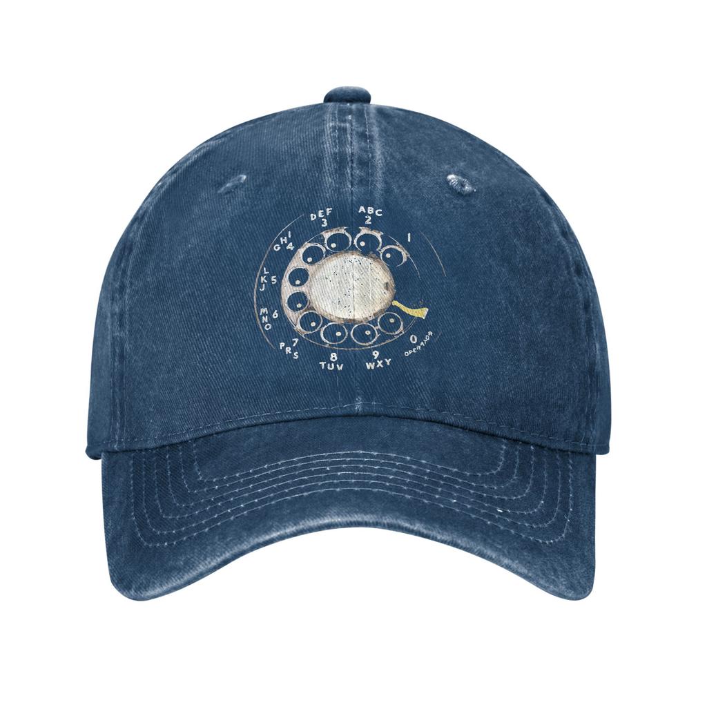 Rotary Dial Telephone Numbers Baseball Cap Unstructured Unisex Women Retro Phone Distressed Washed Sun Cap Workouts Adjustable Hats