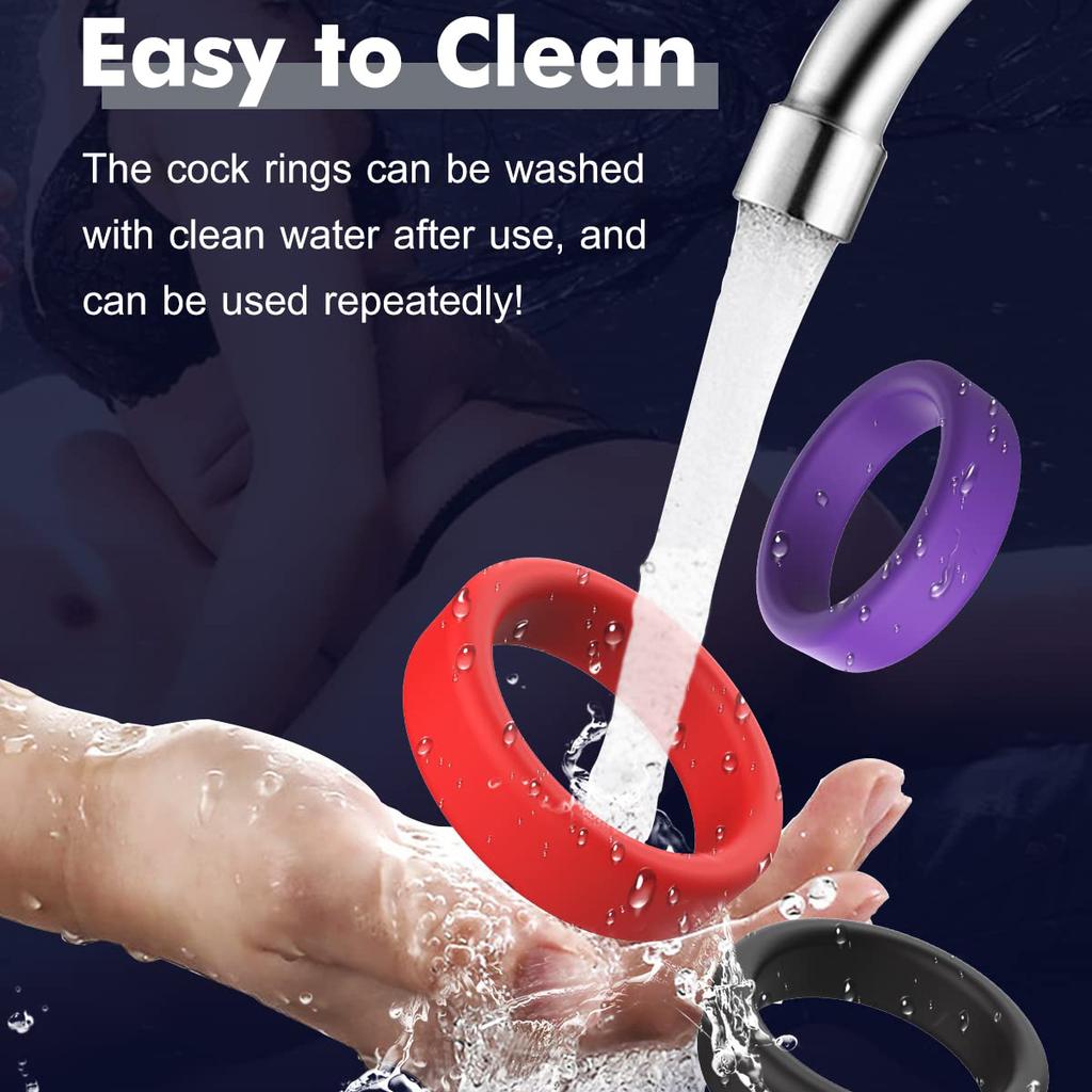 3pcs/set Penis Ring Delay Ejaculation Silicone Reusable Semen Cock Rings On for Men Enlargement Sex Toys For Men Couple Rings