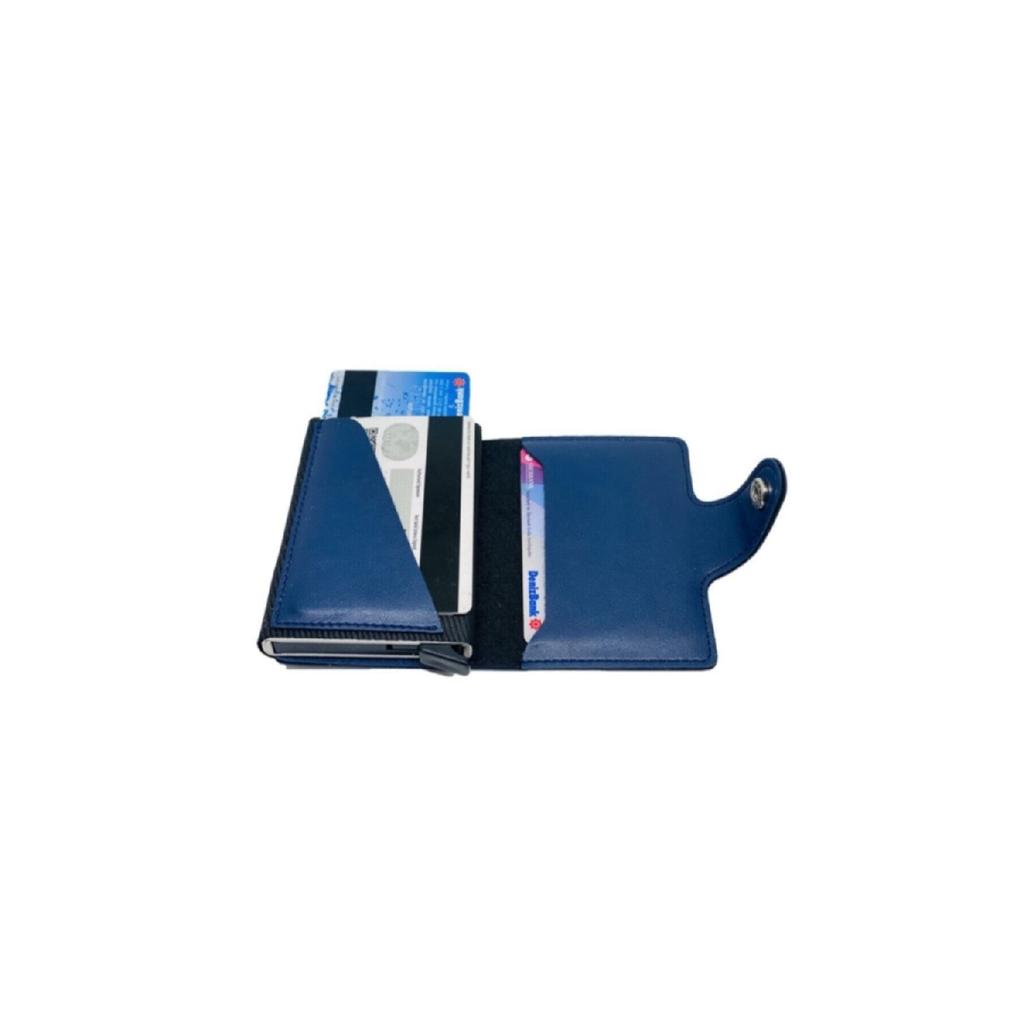 Comely RFID-geschützte Leder-Geldbörse mit automatischem Aluminiummechanismus, Unisex, Kartenhalter