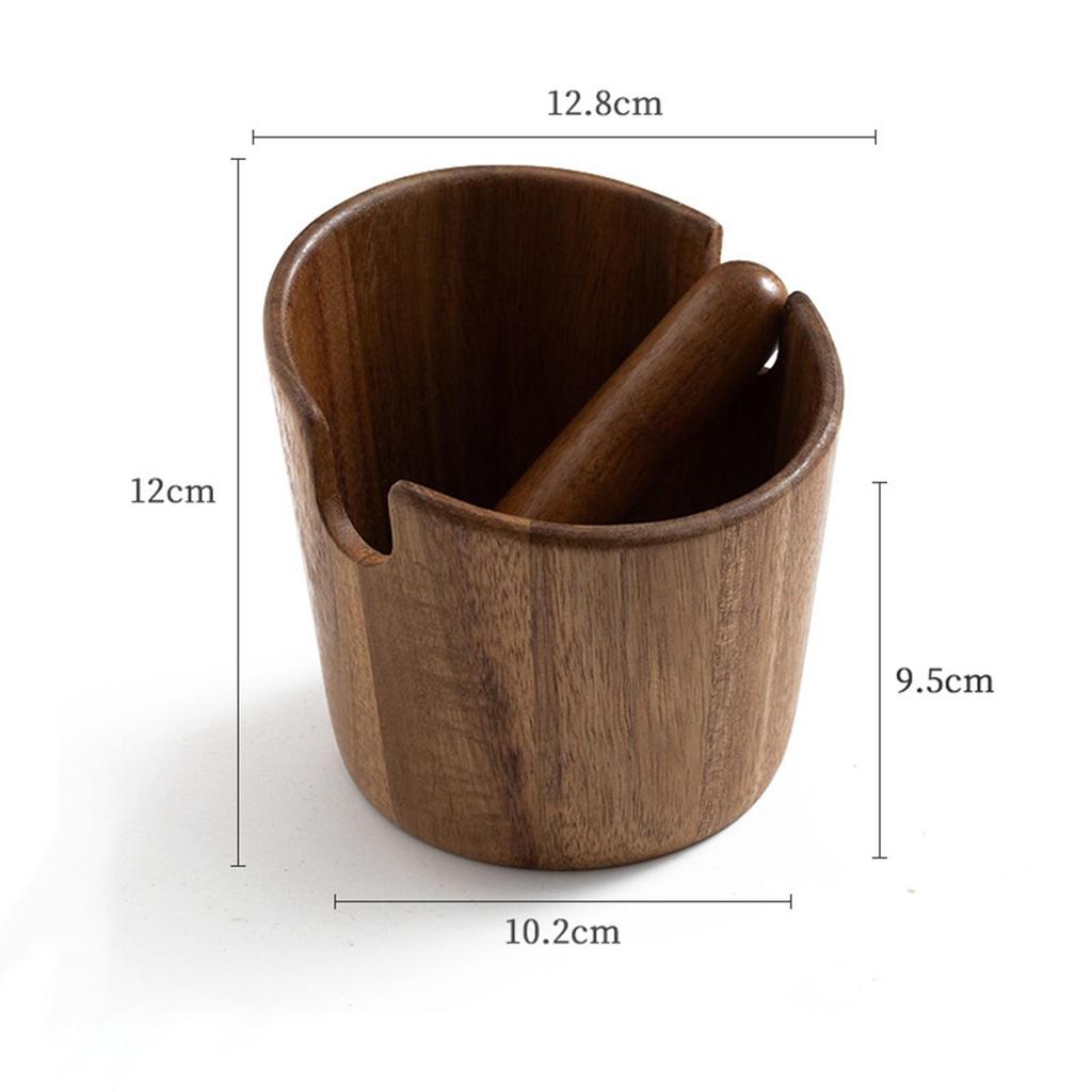 Espresso Knock Bin with Wooden Detachable Bar Coffee Grounds Dump Bin for Restaurant Office Kitchen