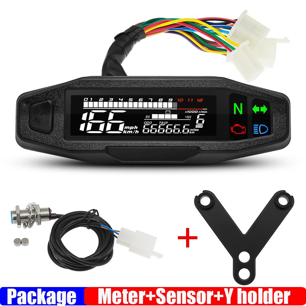 Universal LCD Digital Motorcycle Meter Speedometer Odometer RPM Fuel Meter LCD Digital Gauge Turn Signal Light for All Motor