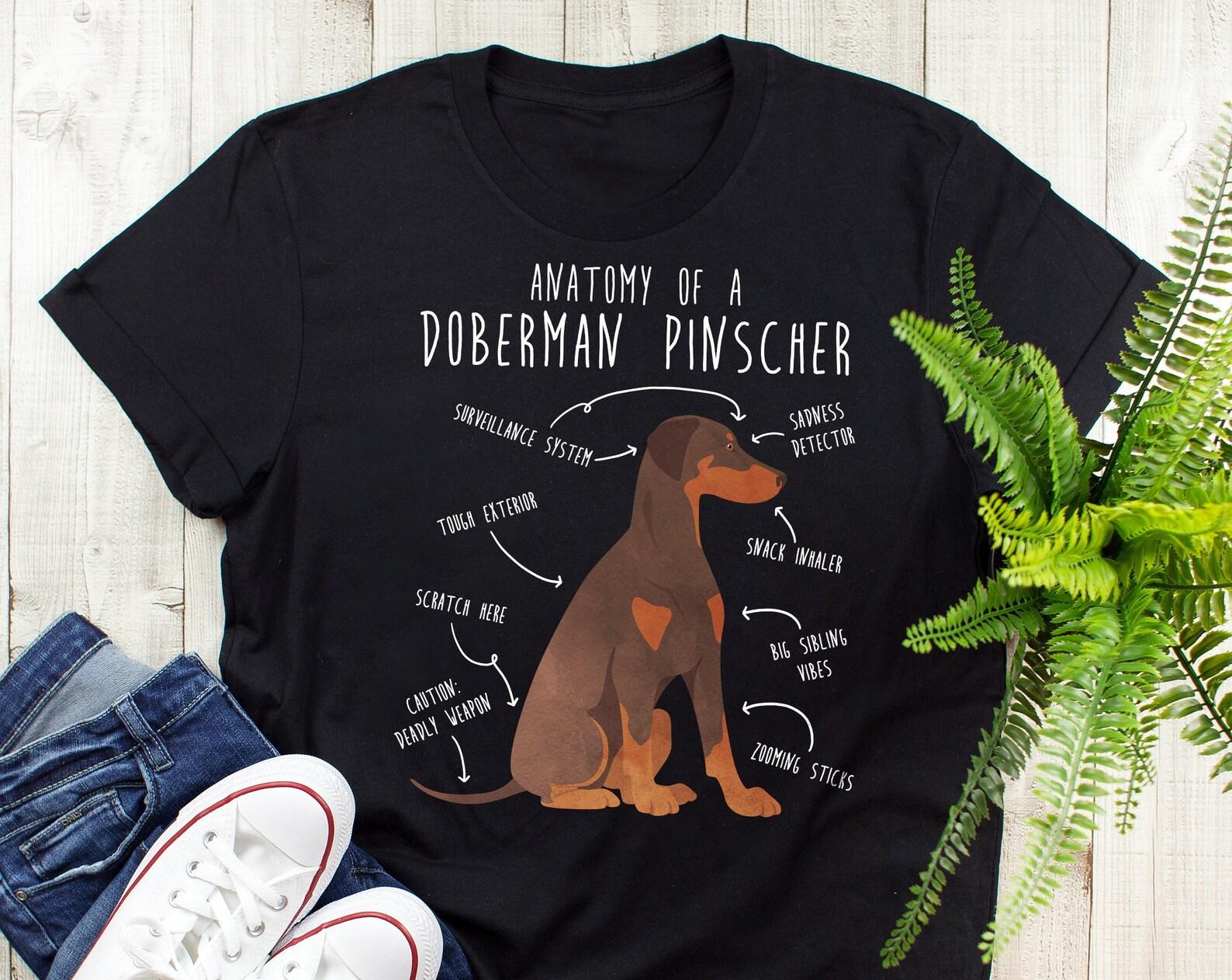 Doberman Shirt, , Funny Dog Lover Gift, Cute Doberman Pinscher T-shirt, Red Doberman Tshirt, Pet Tee, Dog Mom Dog Dad, Dog Anatomy 130
