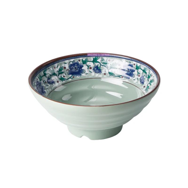 Kitchenware, Melamine Tableware,Rice Bowl, Blue Flower Pattern,Soup, Noodle Bowl,salad Bowl Restaurant Plastic Bowl, Not Fragile