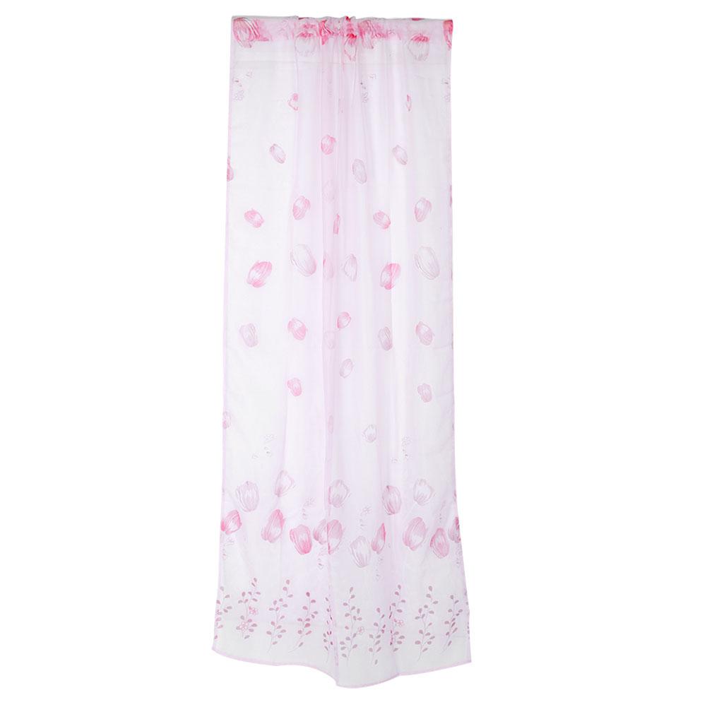 Floral Pattern Window Voile Sheer Curtains Panel for Bedroom Living Room Balcony