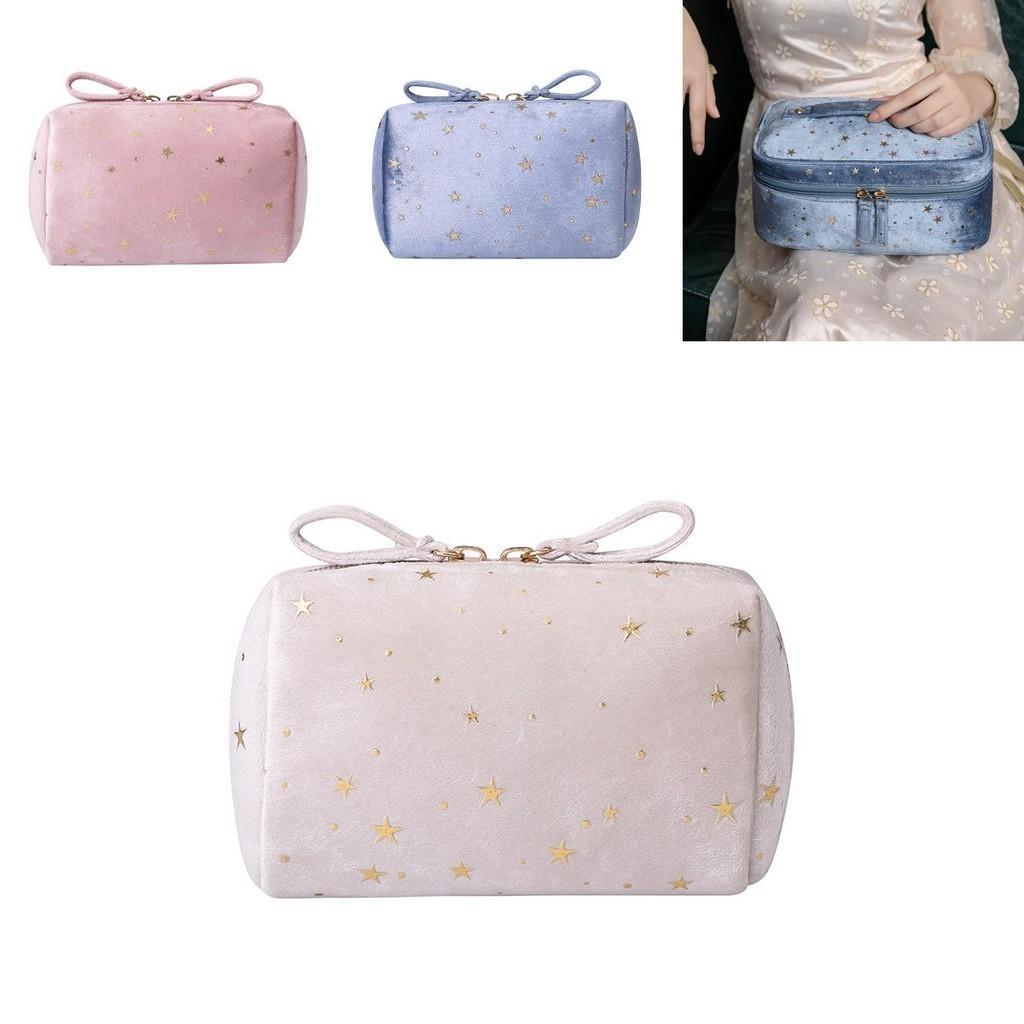 Luxurious Flannel Starry Clutch Makeup Bag For Travel And Cosmetic Storage