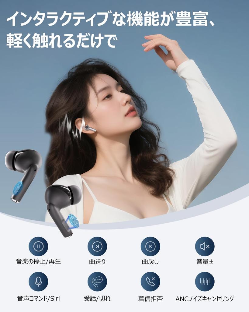 [2026 Upgraded Version] Wireless Bluetooth Earbuds, Bluetooth 6.0, ANCActive Noise Cancelling, IPX4 Waterproof, 30 Hours of Playtime, Hi-Fi, Auto