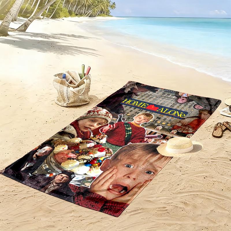 Home Alone Christmas Print Beach Towel, Large Soft Quick Dry Towel for Beach Camping Swimming