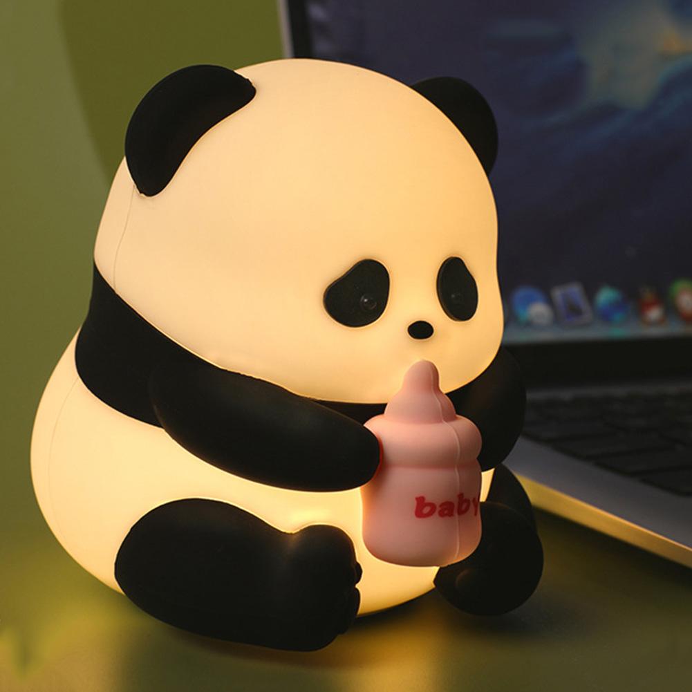 Panda LED Night Light 3 Level Dimmable Touch Bedroom  Decoration Bedside Table Cute Silicone Lamps Room Decor Lighting Lamps