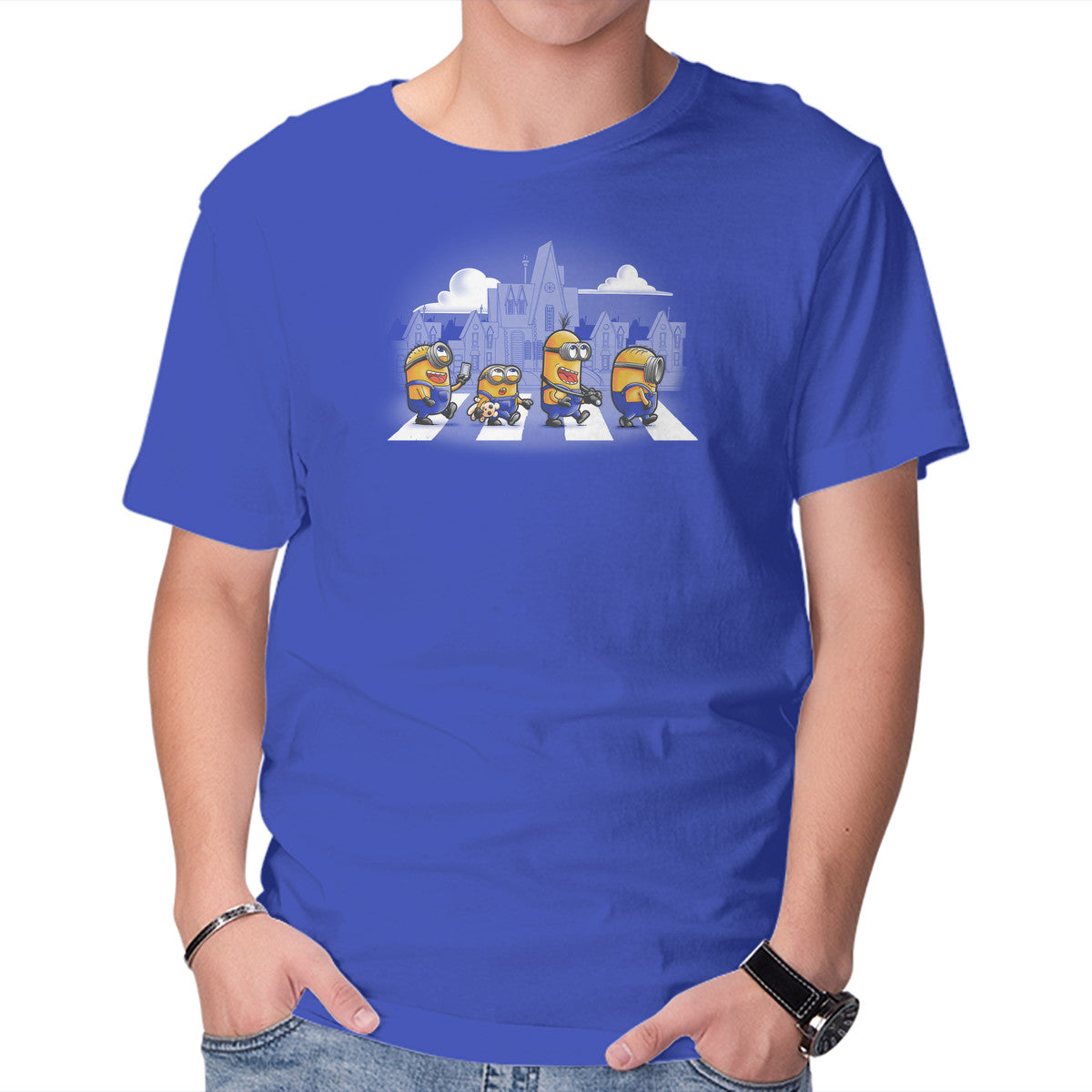 Unisex Crew Neck T-Shirt Yellow Road Graphic Short Sleeve Casual Tee S