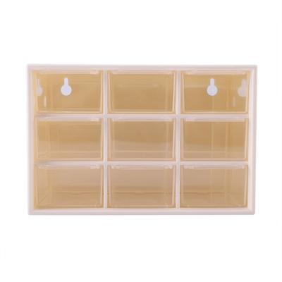 Portable Plastic 9 Lattice Mini Cabinets Drawer Jewelry Cosmetic Storage Box White