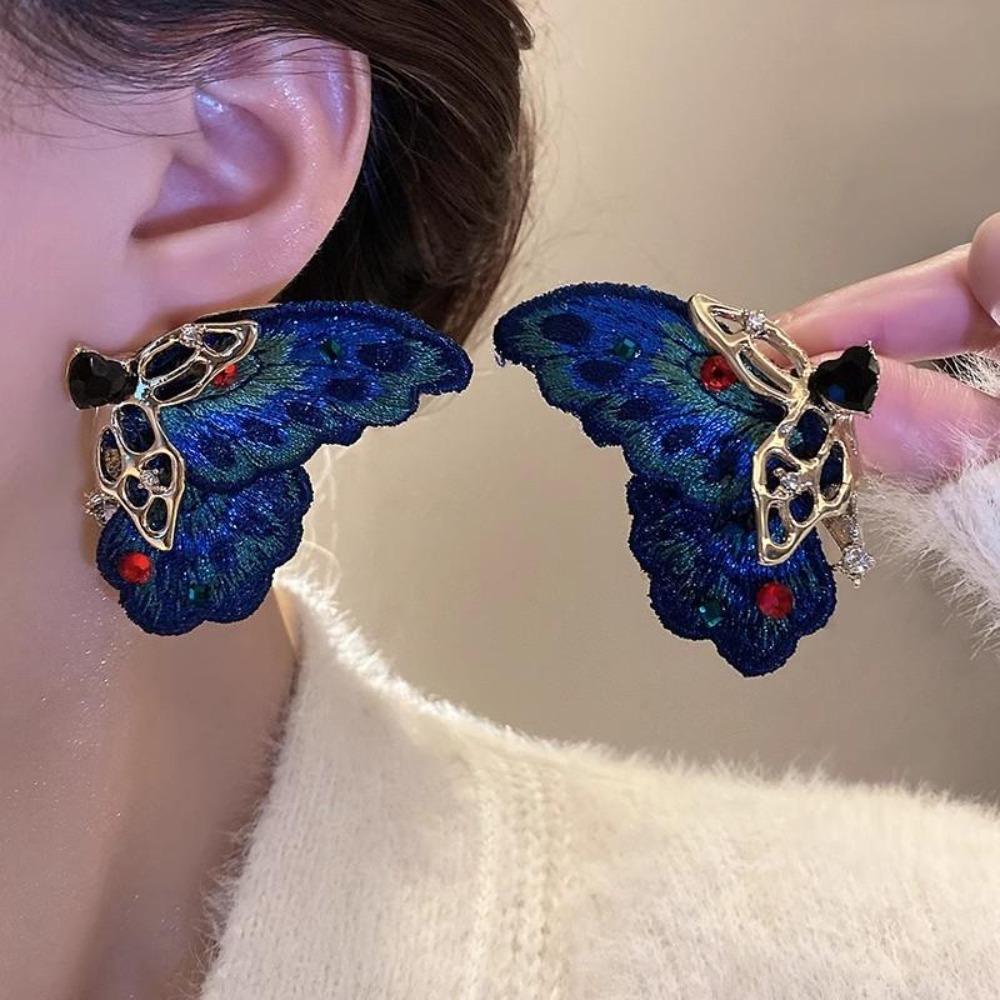Luxury Embroidery Butterfly Earrings Exaggerated Delicate Earrings for Women Gifts
