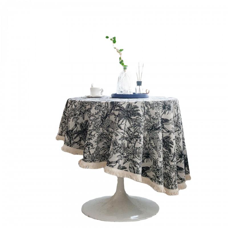 Cotton Jacquard Tablecloth Round Dining Table Cover