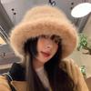 Winter warm advanced sense fluffy big head circumference bucket hat women