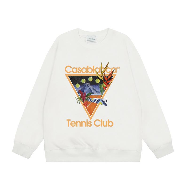American Trendy Brand Casablanca Crew Neck Sweater Hoodie Men's Couple Ins Autumn and Winter Thickened Long-sleeved Women's T