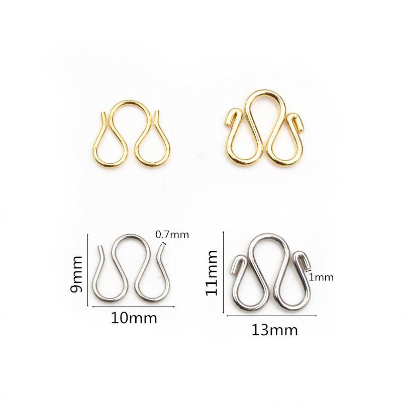 30Pcs Stainless Steel Gold Color W Shape End Clasps Hooks Chain Connectors For Bracelet Necklace DIY Jewelry Making Supplies