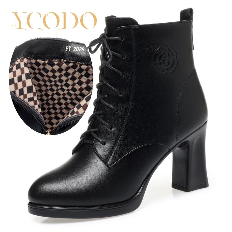 

Женские осенние и зимние удобные кожаные ботинки на высоком каблуке, модные женские ботинки Marton 41