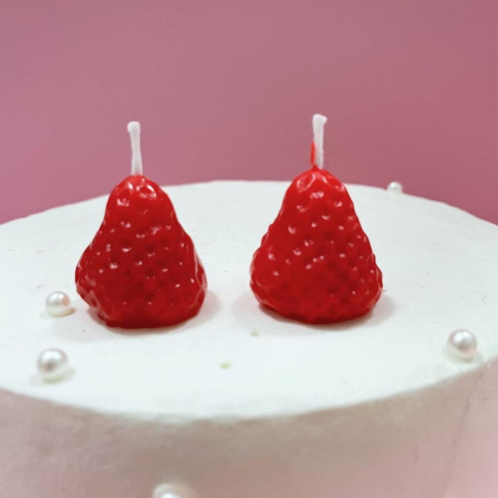 Birthday Cake Candle Strawberry Candle Children's Cute High-end Cake Ornament Decoration for Girls Valentine's Day