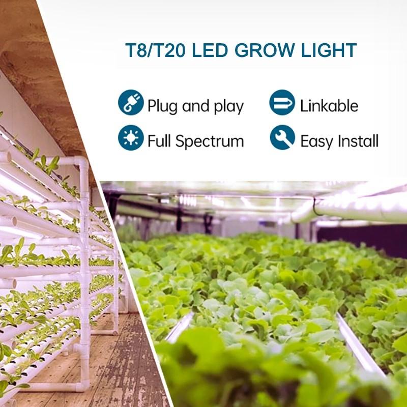 T8/T20 LED Grow Light Full Spectrum Hydroponic Seedling Plant Lamp Indoor Plant Growth Supplementary Lighting Equipment