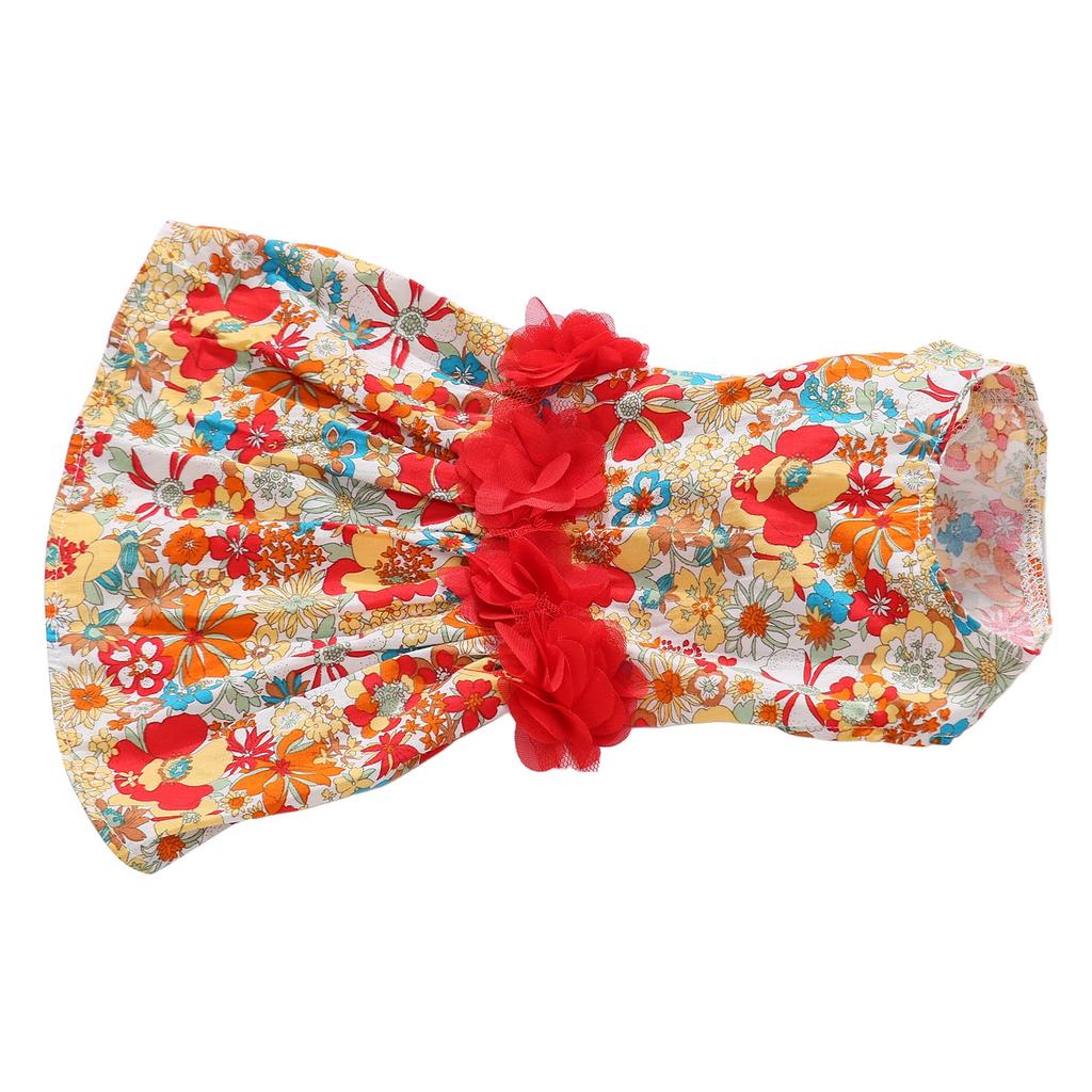 Floral Dog Dress Colorful Flower Pattern Soft Girls Puppy Clothes for Small Dogs Cats Wedding Valentines Daily Wearing S