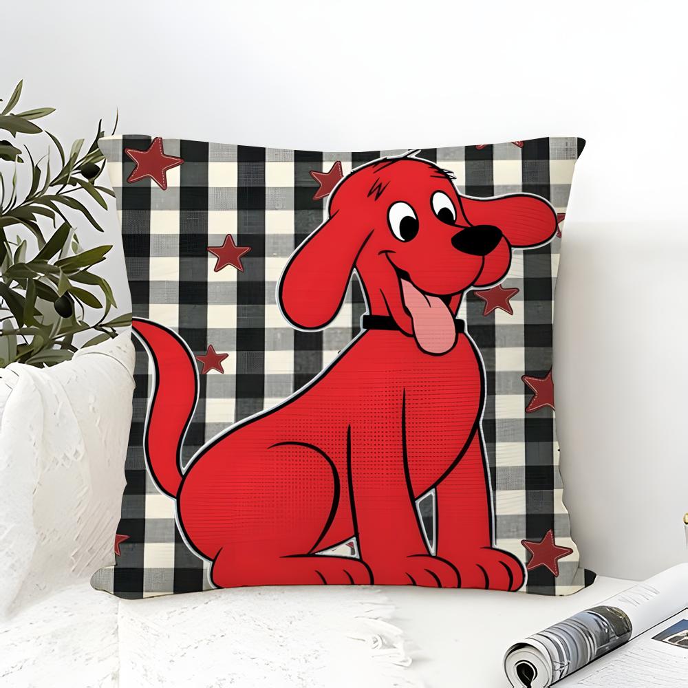 Kissenbezug Baumwolle Leinen Stoff Quadratisch Reißverschluss Kissenbezug Heim Dekoration Wohnzimmer Comic Cartoon C-Clifford Der Große Rote Hund 2