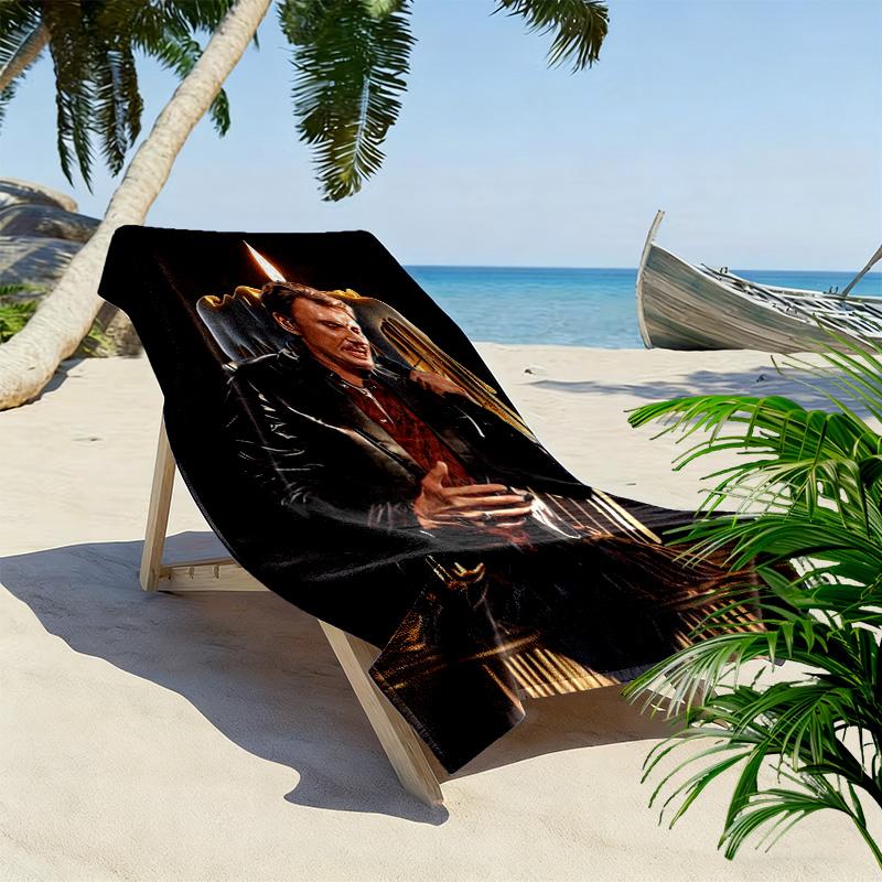 Rhythm: Johnny's Electric Night Beach Towel Beach Beach Towel for Vacation Photos Absorbent Bath Towel Quick-drying Swim Towel Seaside