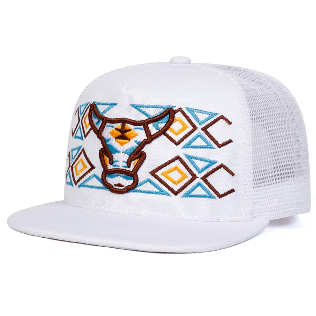Men Colorful Bull Head Embroidered Hip Hop Hat Mesh Hat Outdoor Adjustable Sunscreen Leisure Hat Spring Autumn Travel Tourism Beach Vacation