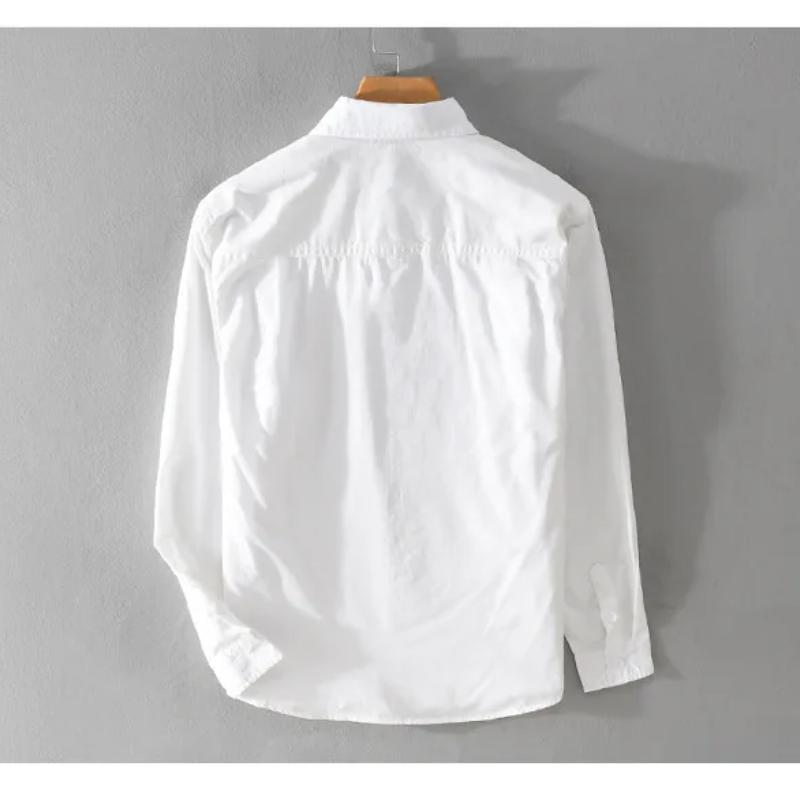 Frühling Sommer Langarm Weiße Hemden für Männer Street Style Casual Shirt Korean Fashion Stitching Printed Shirt Jugend Reine Baumwolle Lose Top