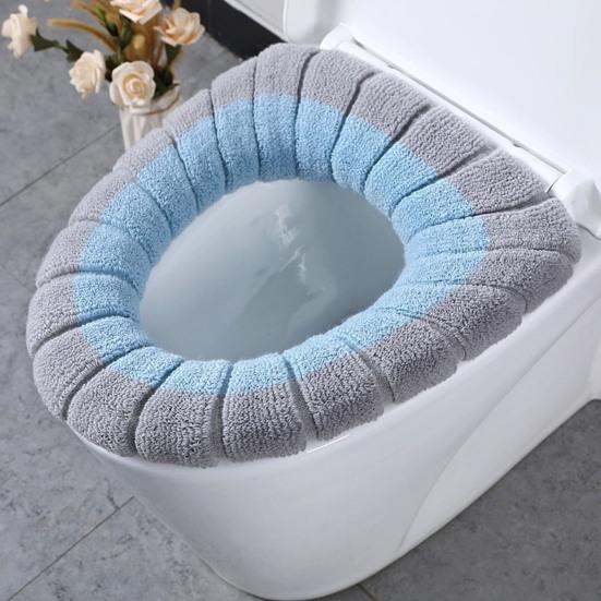 Toilet Seat Cover Mat Soft Velvet Fabric Universal Bathroom Toilet Seat Cover Washable Closestool