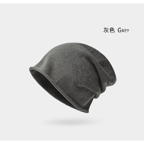 

Japanese-style solid color rolled-edge beanie for women, spring and autumn Korean version, loose and thin knitted cold-weather hat with ear M（56-58cm）