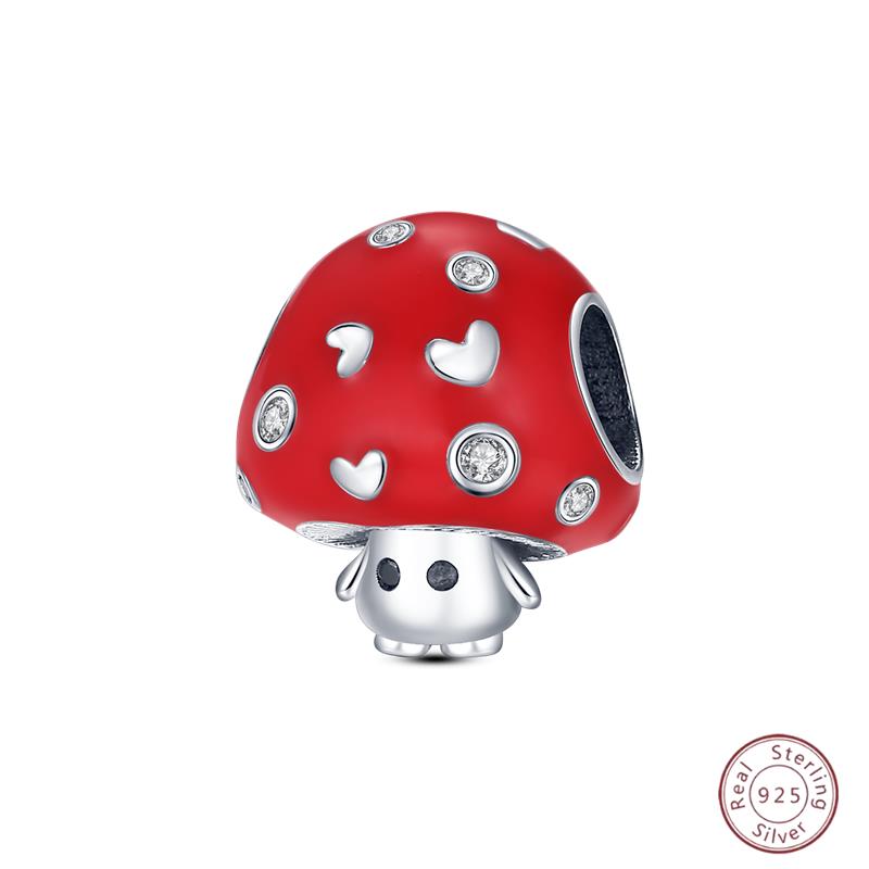 Copper Beaded Pendant Red Shiny Zircon Fruit Strawberry Cherry For Original 3Mm Bracelet Women Fine Jewelry